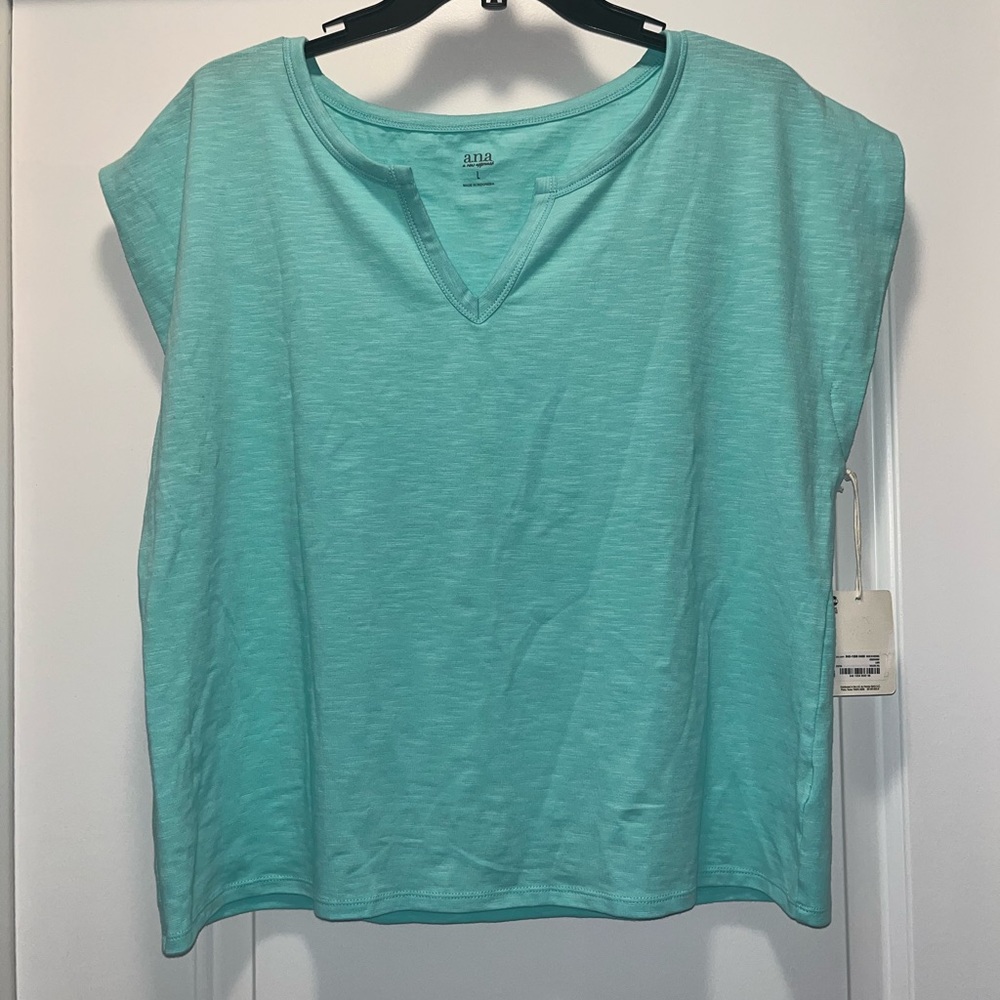 a.n.a. NWT, split neck crew top. Size L